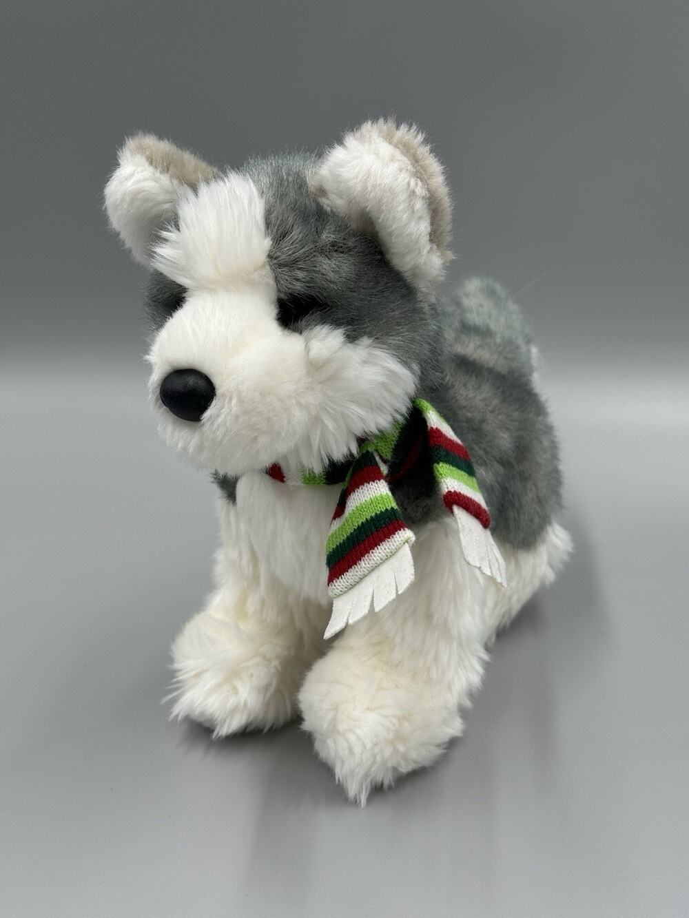 Douglas Husky Plush Puppy Dog With Holiday Scarf 8” Stuffed Animal #1736
